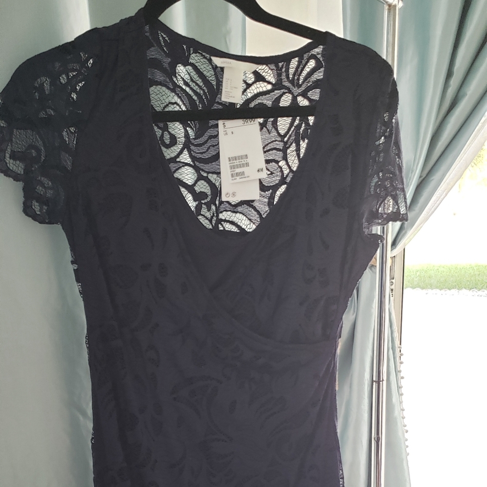 Navy blue lace dress, nursing friendly(never used)